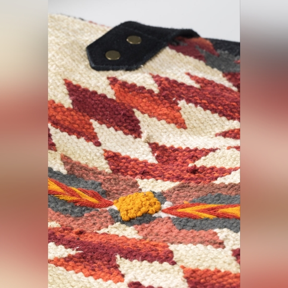 Boho Chic Travel Bag - Duo-Tone Embroidered Southwest Navajo Inspired Design - Picture 8 of 11